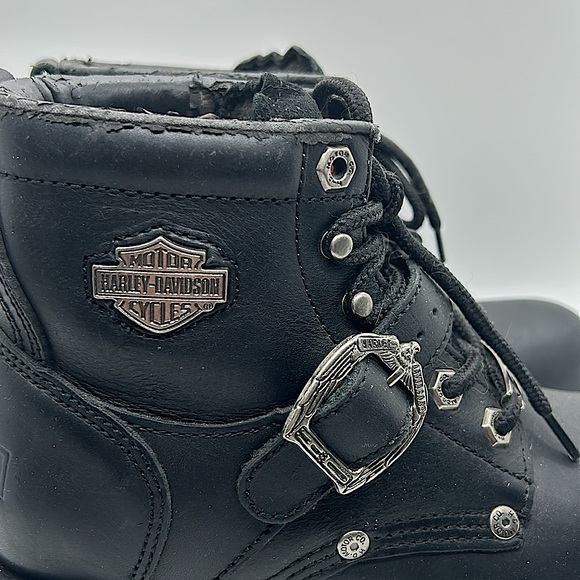 Harley-Davidson Sexy Black Leather Lace Up Moto Boots Shoes **Size 7** 🔥🔥 - Picture 3 of 11